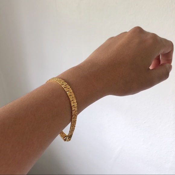 Vintage Jewelry - Vintage Flat Gold Chain Bracelet